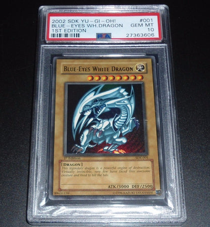 Yugioh Card PSA 10 GEM MINT Blue-Eyes White Dragon SDK-001 1st Edition Ultra