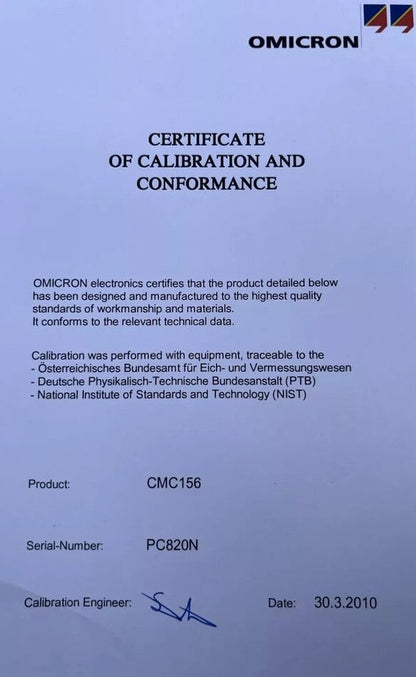 Omicron CMC 156 Phase Current Amplifier Relay Test Set